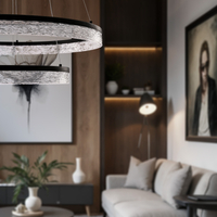 FROZI lampa wisząca czarny 38W LED 3000K kryształki bezbarwne