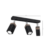 Milagro - Lampa sufitowa SOLO SAWN BLACK / PATINATED WOOD 3x mini GU10
