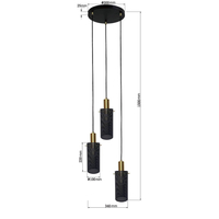 Lampa wisząca Tirana 3 czarna 3xE27