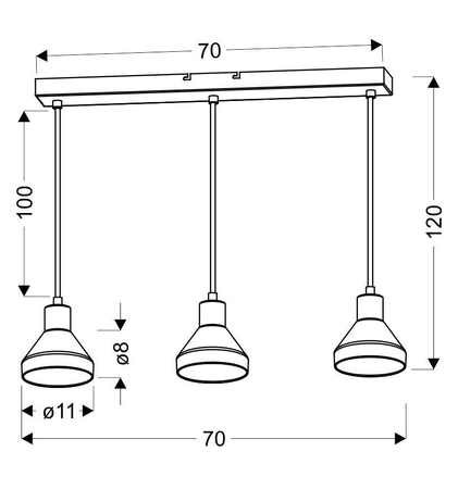 LAMPA WISZĄCA GREGORY CZARNY BRĄZ 3X40W E14 KLOSZ DYMIONY