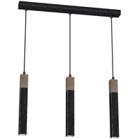 Milagro - Lampa wisząca SOLO SAWN BLACK / PATINATED WOOD 3x mini GU10