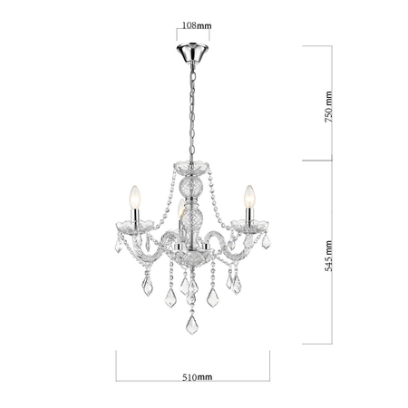 Lampa wisząca Cristallo srebrna 3xE14