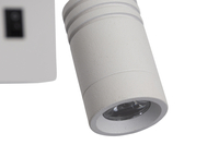 MAGNUM 3 LAMPA KINKIET PROSTOKĄTNY 1X40W E27+3W LED ABAŻUR OKRĄGŁY BIAŁY