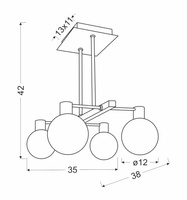 Candellux - Maldus Lampa Wisząca Chromowy Sztyca 4X40W G9 Klosz Biały