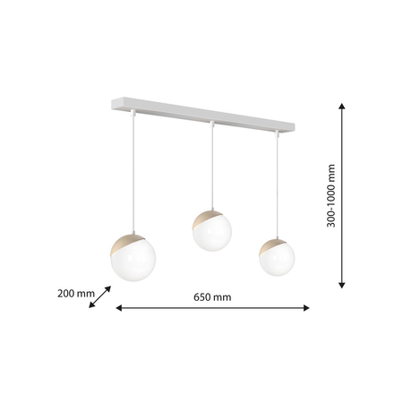 Milagro - Lampa wisząca SFERA WOOD 3xE14