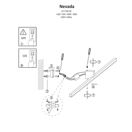 Kinkiet Nevada 40 cm biały IP44 LED 4000K