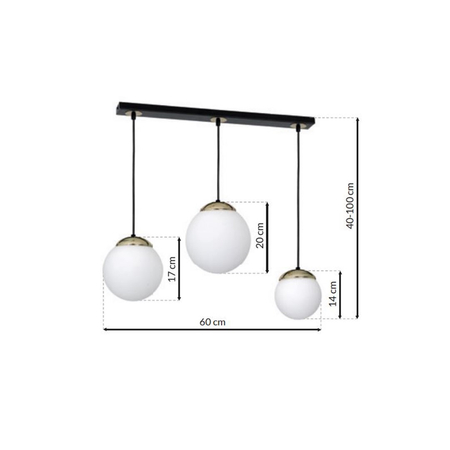 Milagro - Lampa wisząca SPARTA BLACK / GOLD 3xE14
