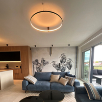 Plafon Ring Czarny 90cm Lampa Sufitowa LED 50W Zmienna Barwa Światła CCT