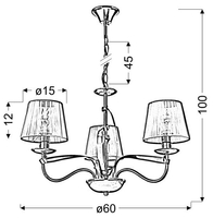 DIVA LAMPA WISZĄCA 3X40W E14 CHROM/ZŁOTY
