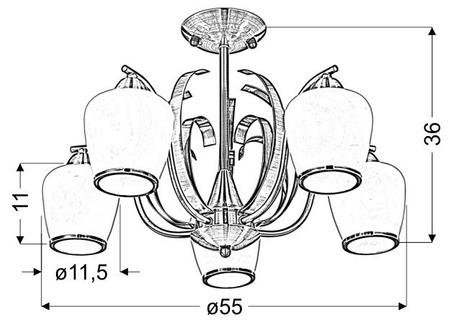 Candellux - Opera Lampa Wisząca 5X60W E27 Patyna