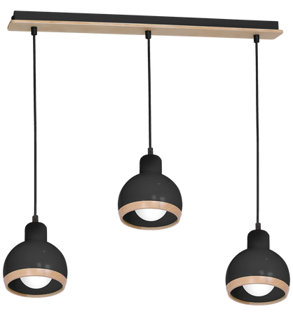 Milagro - Lampa wisząca OVAL BLACK 3xE27