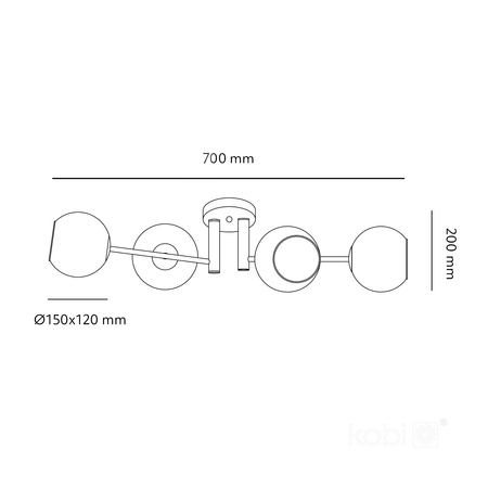 Lampa sufitowa GLOBE ELEGANCE SMOKE S4 4xE14 Kobi Design