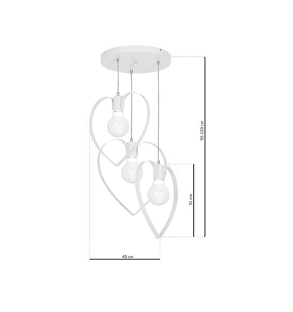 Milagro - Lampa wisząca AMORE WHITE 3xE27