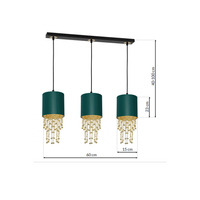 Milagro - Lampa wisząca ALMERIA GREEN/GOLD 3xE27