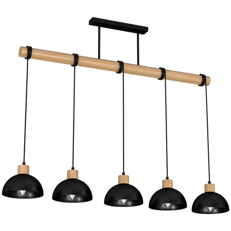 Milagro - Lampa wisząca ERIK Black/Wood 5xE27