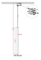 Lungo 1 czarna wisząca do szynoprzewodu 3F  LP-894/1P BK 3F