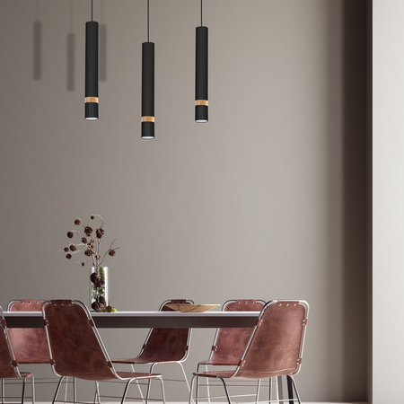Milagro - Lampa wisząca JOKER BLACK/WOOD 3xGU10