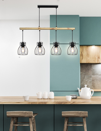 BERNITA LAMPA WISZĄCA 4X60W E27 CZARNY