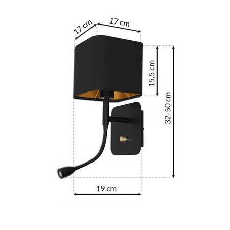 Milagro - Kinkiet NAPOLI BLACK/GOLD 1xE27 + 1W LED