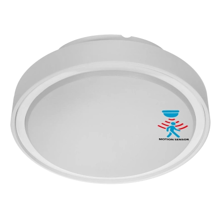 Plafon sufitowy PIR P2582-E27-S E27x2 biały z czujnikiem ruchu i zmierzchu