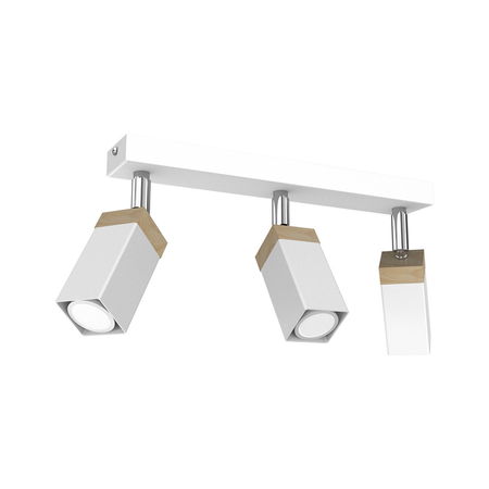 Milagro - Lampa sufitowa SOLO SAWN WHITE / PATINATED WOOD 3x mini GU10