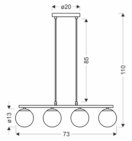 Carrine lampa wisząca drewniany 4x40W E14 klosz biały