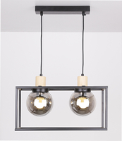 Retro 2 lampa wisząca czarny 2x40w e27 klosz dymiony