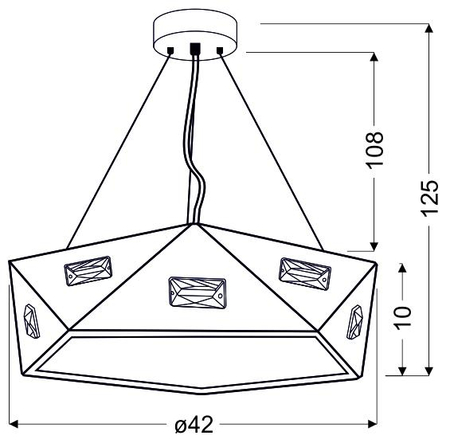 NEMEZIS LAMPA WISZĄCA PIĘCIOKATNY 42 3X40W G9  Z ŻARÓWKĄ BIAŁY
