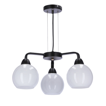 Candellux - Caldera Lampa Wisząca Czarny 3X60W E27 Klosz Biały