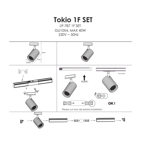 Zestaw oświetlenia szynowego Tokio SET 1F czarny 4xGU10
