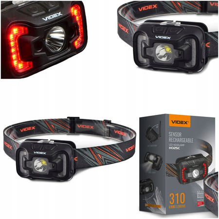 Latarka czołowa LED 5W + COB IP65 czujnik ruchu