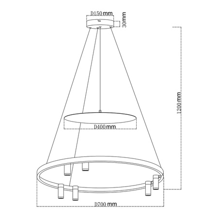 Lampa wisząca Almeria 6xLED czarna LP-907/1P BK