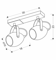 Anica lampa sufitowa listwa czarny 2x40w e14 odbłyśnik złoty