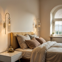 Lampa Dekoracyjna Ścienna Kinkiet Szklana AM204 1xE14 Złota REGINA