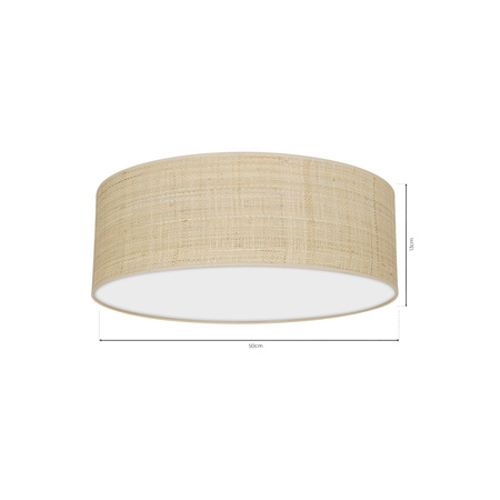 Milagro - Lampa sufitowa MARSHALL WHITE / RATTAN 3xE27 Ø50cm