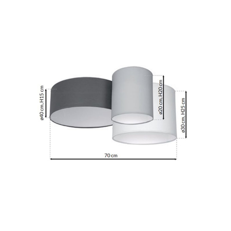 Milagro - Lampa sufitowa STAN GREY 3xE27