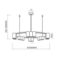 Milagro - Lampa wisząca (koło) GENESIS BLACK 15xGU10