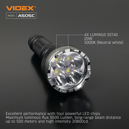 Latarka kompaktowa LED przenośna 20W 5500lm IP68 500m