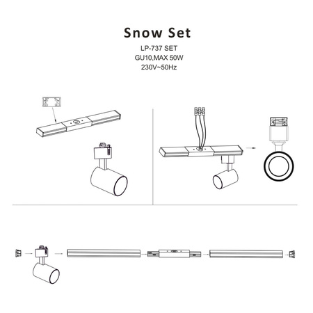 Snow SET 1F szynoprzewód biały LP-737 WH SET