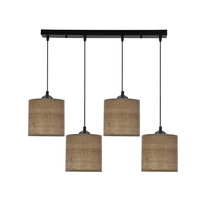 Candellux - Legno Lampa Wisząca Czarny 15 4X40W E27 Abażur Orzechowy