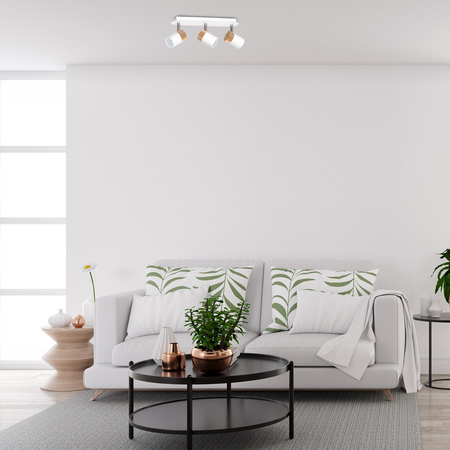 Milagro - Lampa sufitowa JOKER WHITE/WOOD 3xGU10