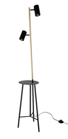 PERRET LAMPA PODŁOGOWA CZARNY+ZŁOTY MATOWY 2X15W GU10 KLOSZ CZARNY