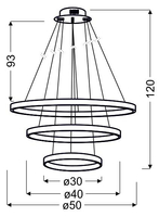 LUNE LAMPA WISZĄCA 50 OKRĄGŁY POTRÓJNY 60W LED 4000K CHROM