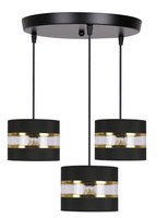 Candellux - Pandy Lampa Wisząca Czarny Talerz 3X40W E27 Abażur Czarny+Złoty