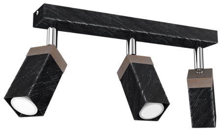 Milagro - Lampa sufitowa SOLO SAWN BLACK / PATINATED WOOD 3x mini GU10