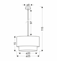 Candellux - Ruben Lampa Wisząca Czarny 1X60 E27 Abażur Orzechowy+Czarny