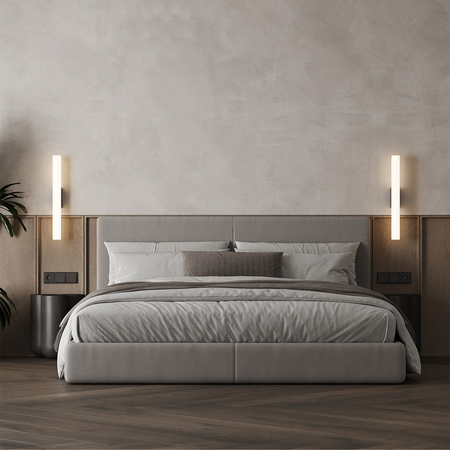 Kinkiet Ścienny Linea 45cm Czarny Klosz Szklany LED 8W Barwa CCT Klasa IP44