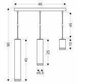 Tubo lampa wisząca czarny 3x25w gu10 klosz mix drewniany