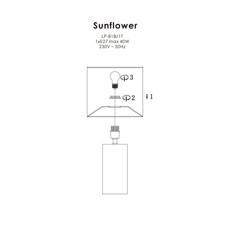 Lampa stołowa Sunflower czarno - transparentna 1xE27