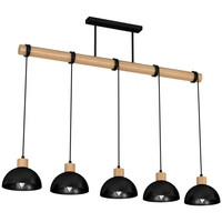 Milagro - Lampa wisząca ERIK Black/Wood 5xE27